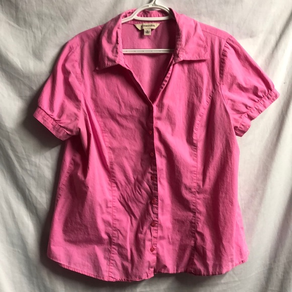 Hot Pink St. John’s bay button up blouse xl euc - Picture 1 of 10